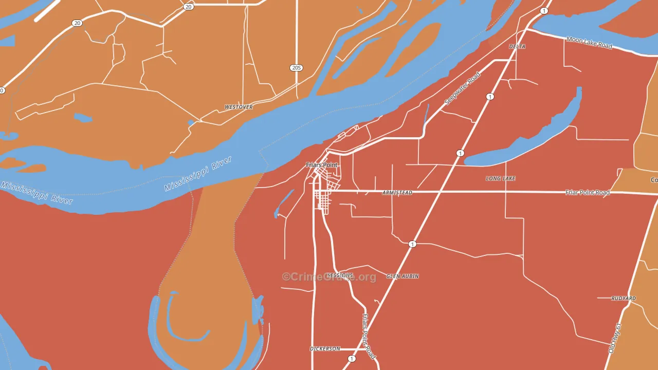 Friars Point, MS Map of Theft Rates