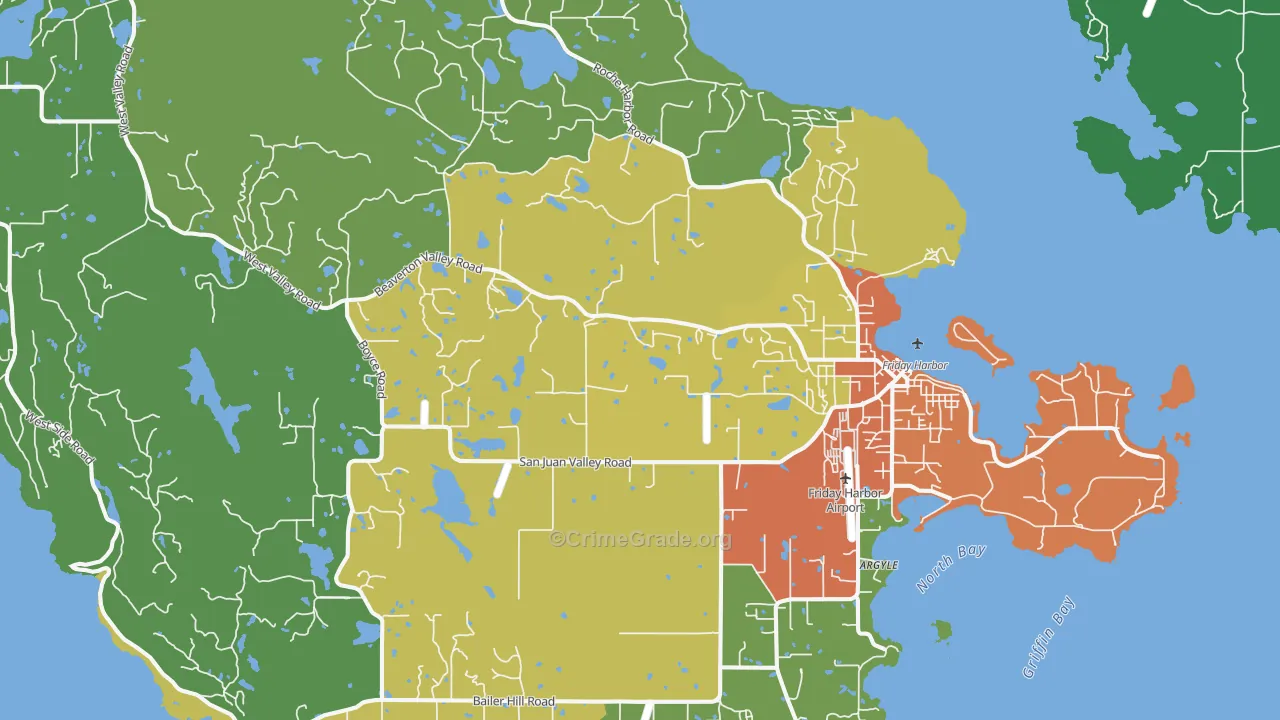 Friday Harbor, WA Map of Theft Rates