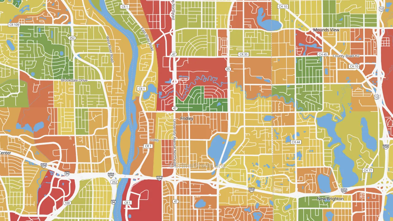 Fridley, MN Map of Theft Rates