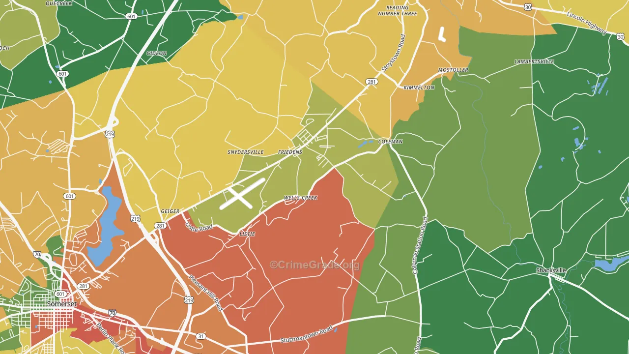 Friedens, PA Map of Theft Rates