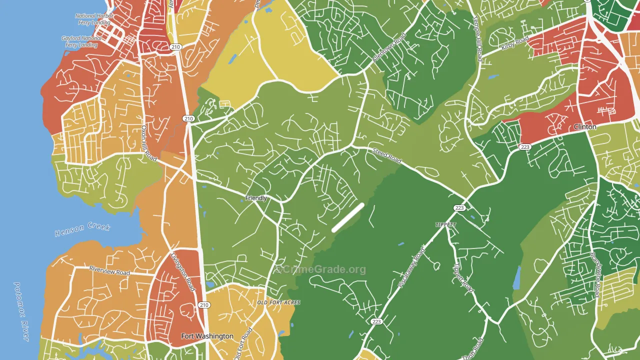 Friendly, Fort Washington, MD Map of Theft Rates