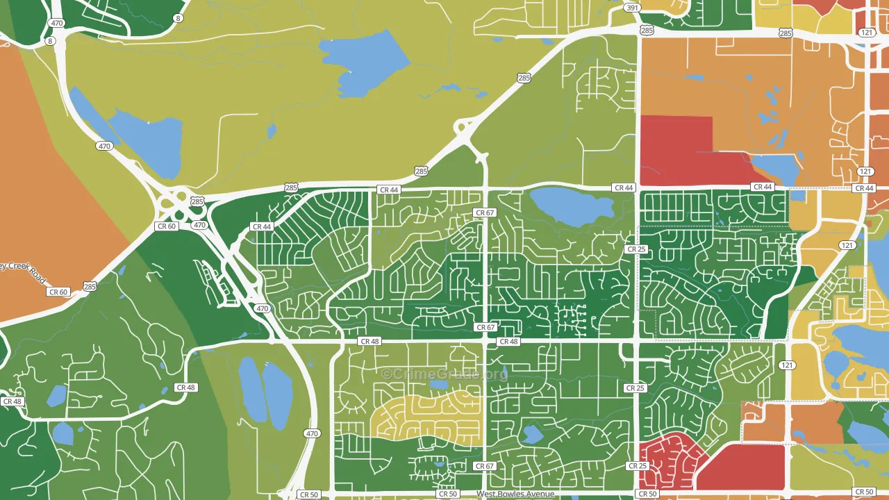 Friendly Hills, Dakota Ridge, CO Map of Theft Rates
