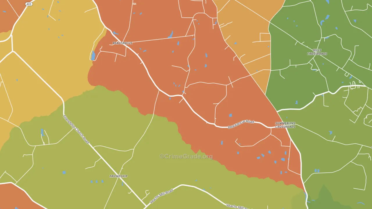 Friendship, NC Map of Theft Rates