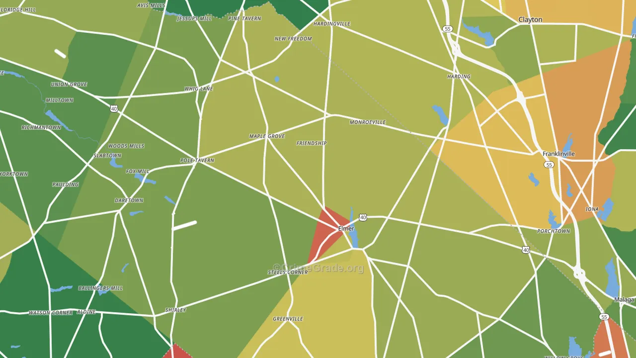 Friendship, NJ Map of Theft Rates