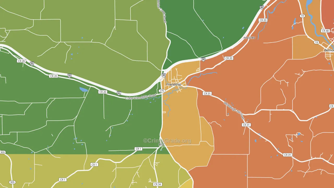 Friendship, NY Map of Theft Rates