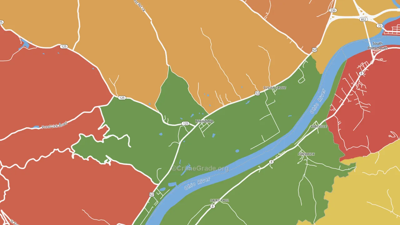Friendship, OH Map of Theft Rates