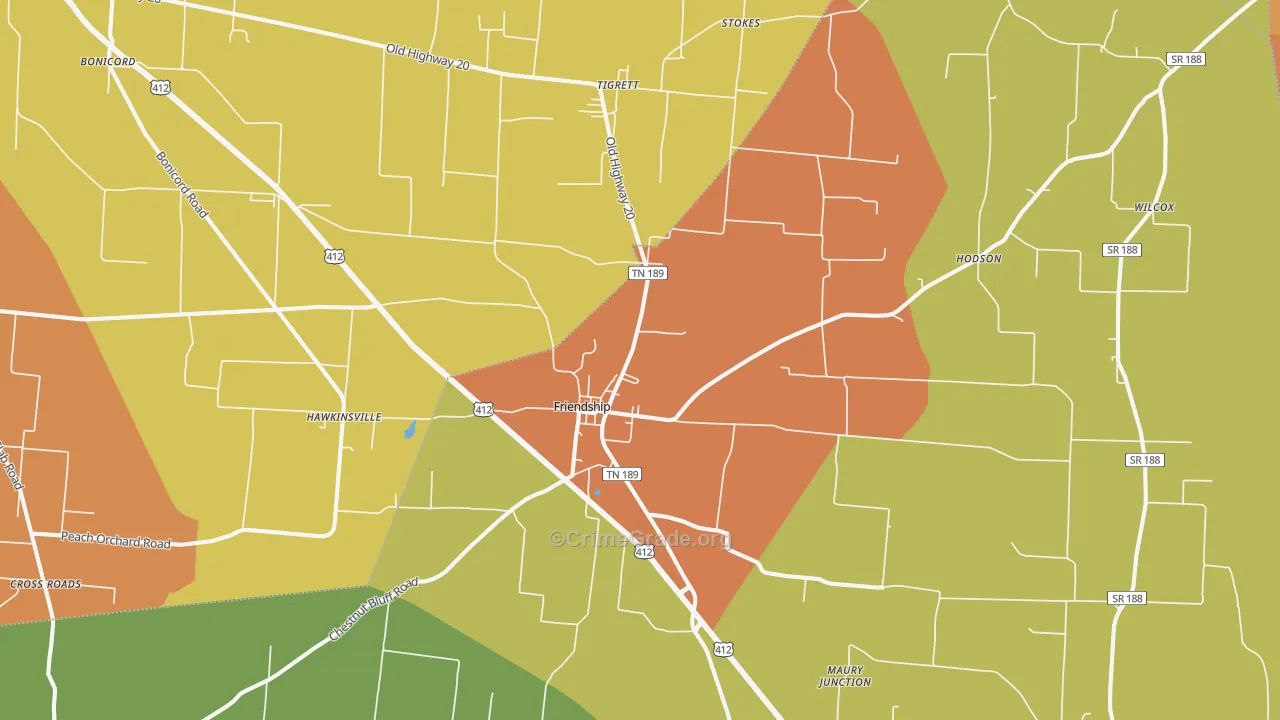 Friendship, TN Map of Theft Rates