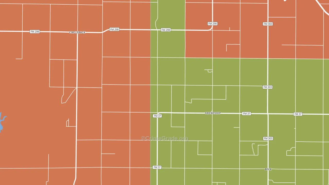 Friendship, TX Map of Theft Rates