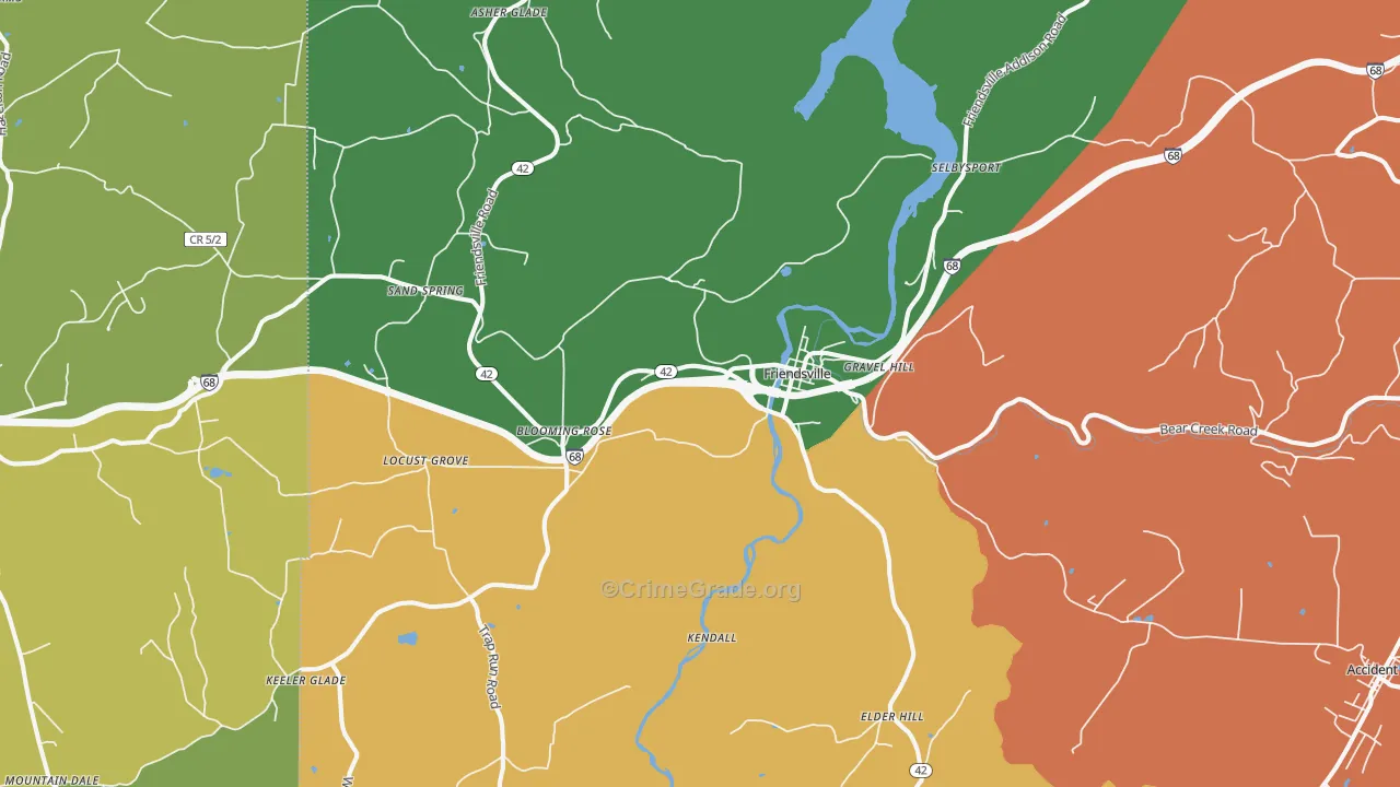 Friendsville, MD Map of Theft Rates
