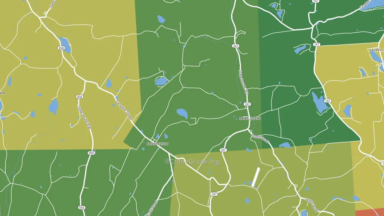 Friendsville, PA Map of Theft Rates