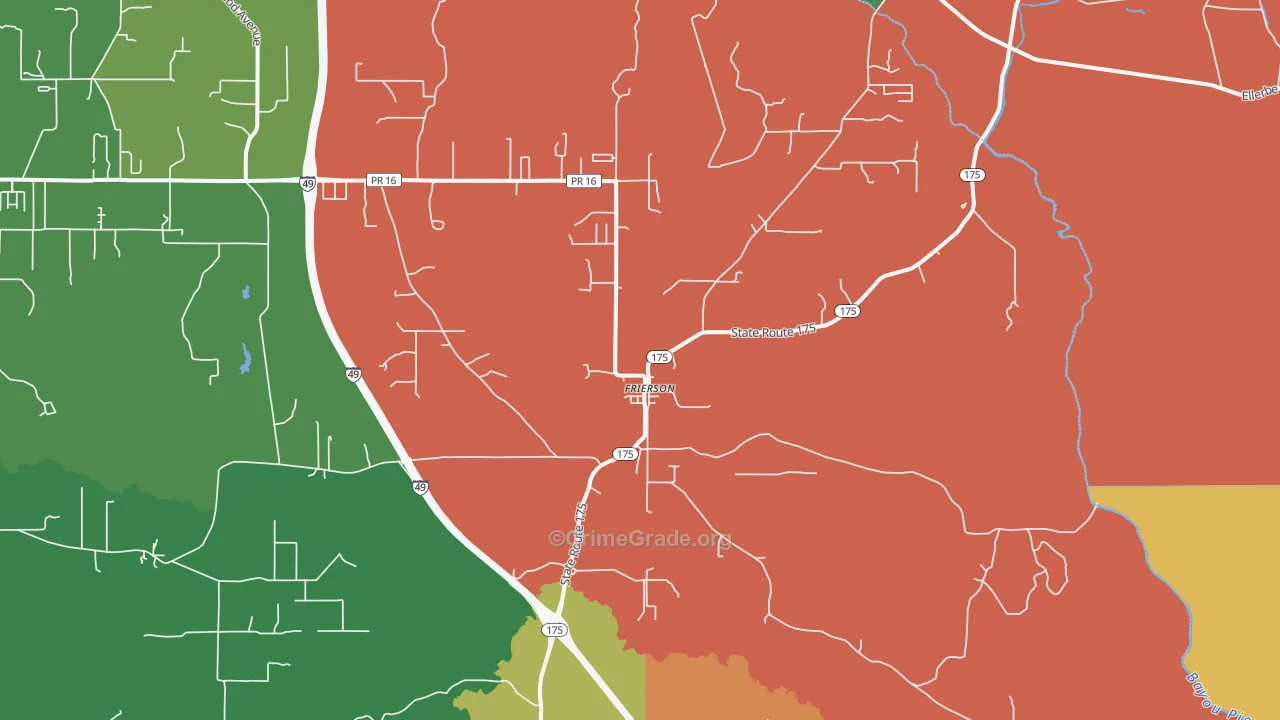 Frierson, LA Map of Theft Rates
