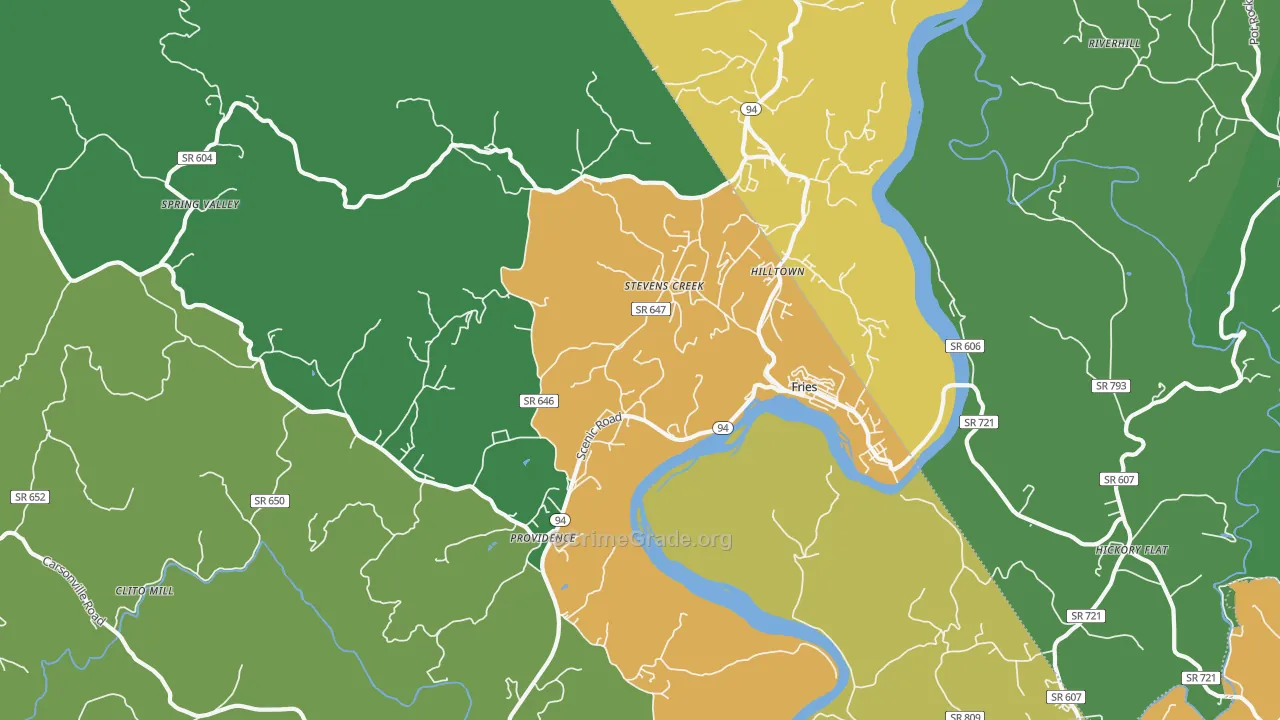 Fries, VA Map of Theft Rates