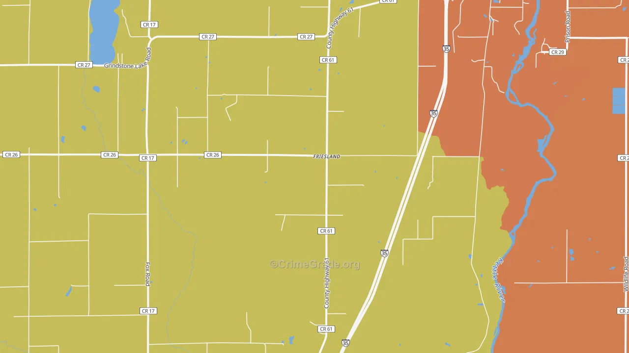 Friesland, MN Map of Theft Rates