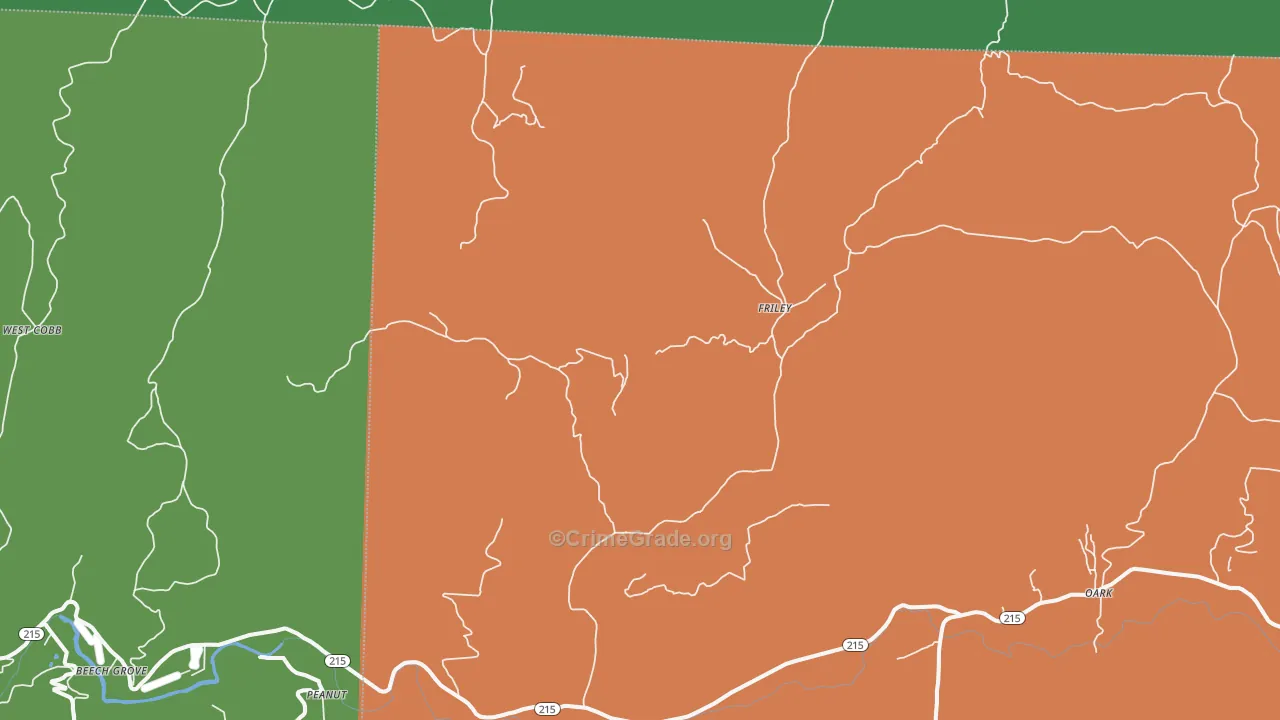 Friley, AR Map of Theft Rates