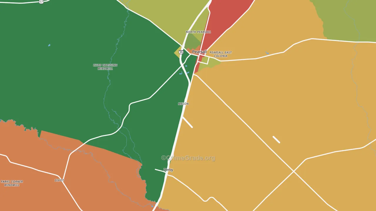 Frio County, TX Map of Theft Rates