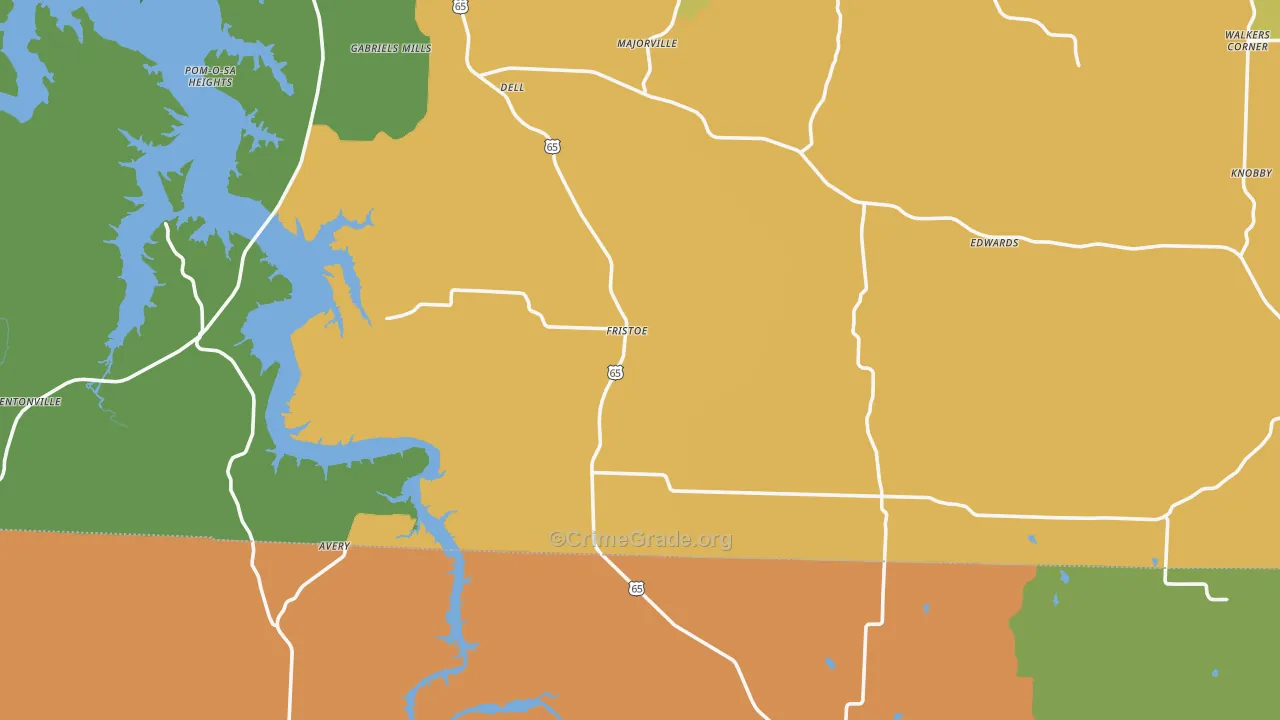 Fristoe, MO Map of Theft Rates
