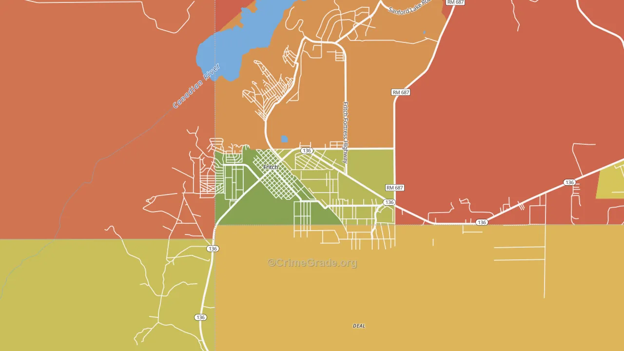 Fritch, TX Map of Theft Rates