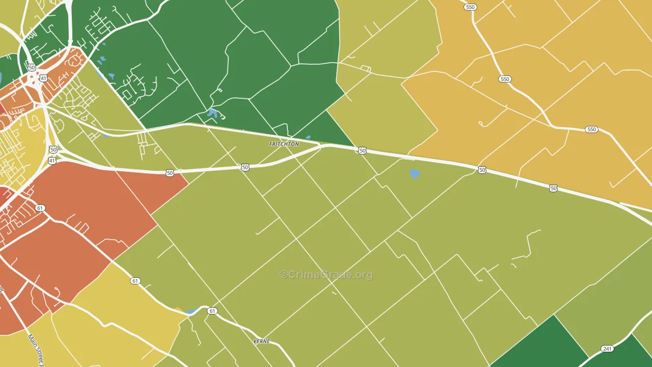 Fritchton, IN Map of Theft Rates
