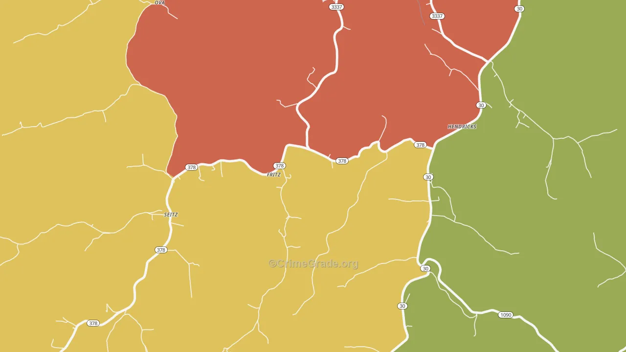 Fritz, KY Map of Theft Rates