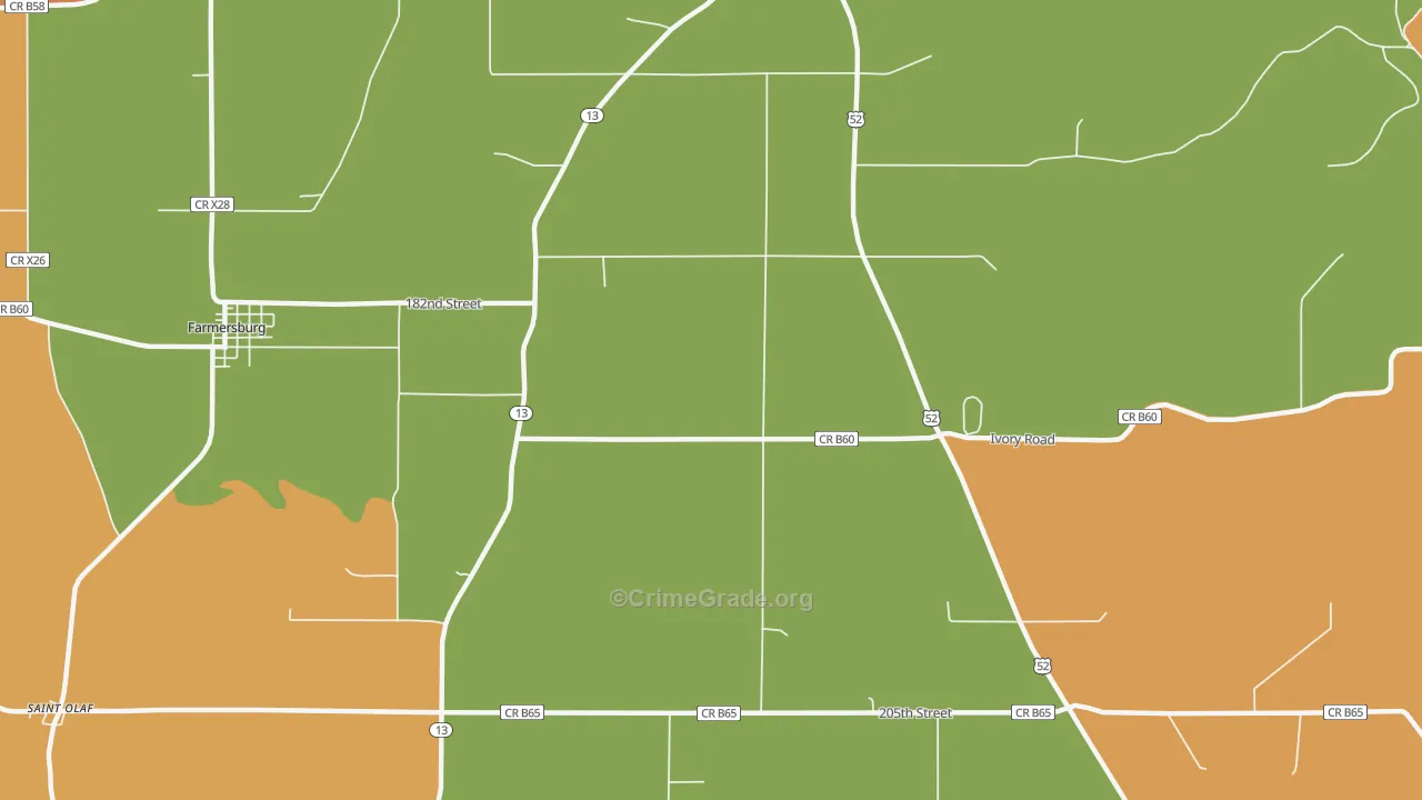Froelich, IA Map of Theft Rates