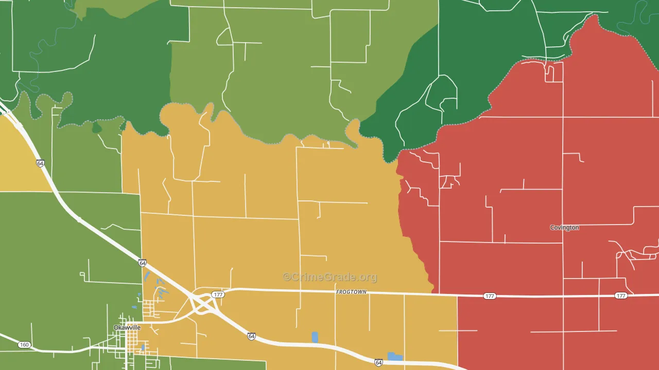 Frogtown, IL Map of Theft Rates