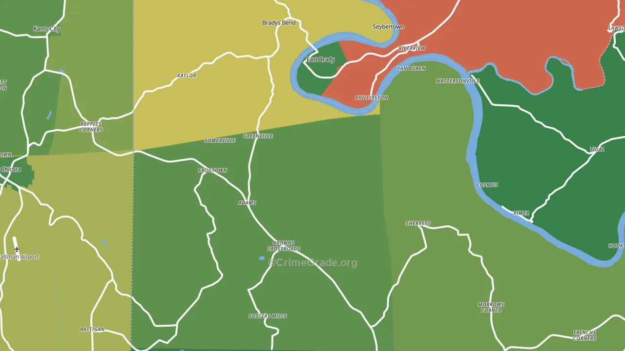 Frogtown, PA Map of Theft Rates