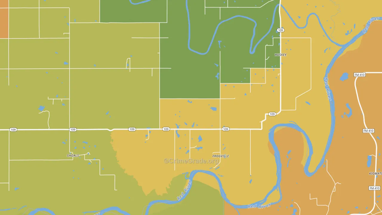 Frogville, OK Map of Theft Rates