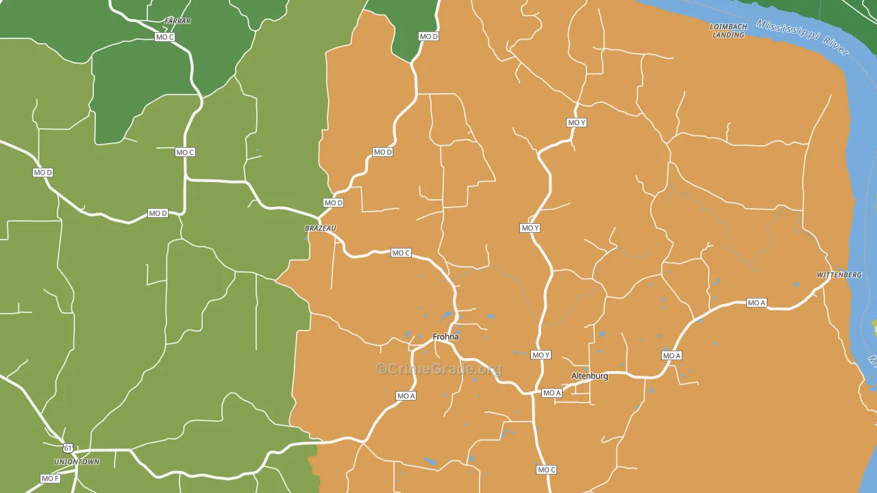 Frohna, MO Map of Theft Rates