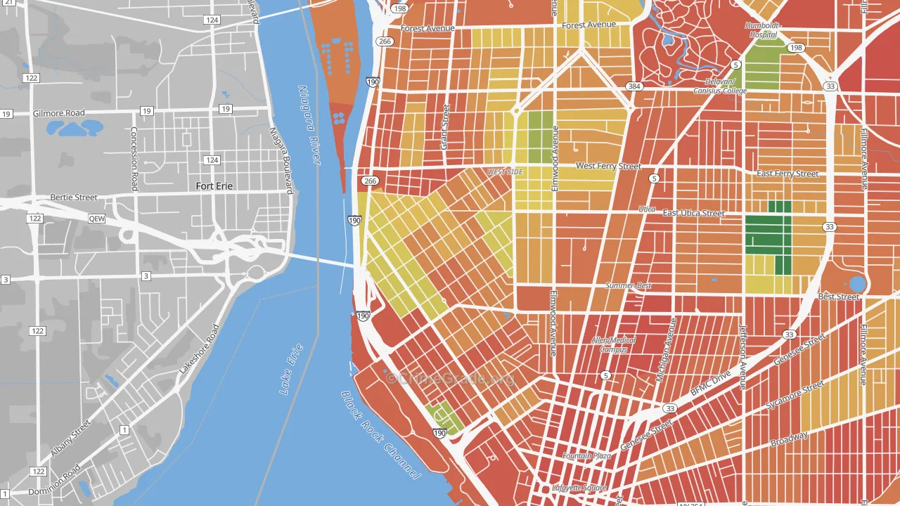 Front Park, Buffalo, NY Map of Theft Rates