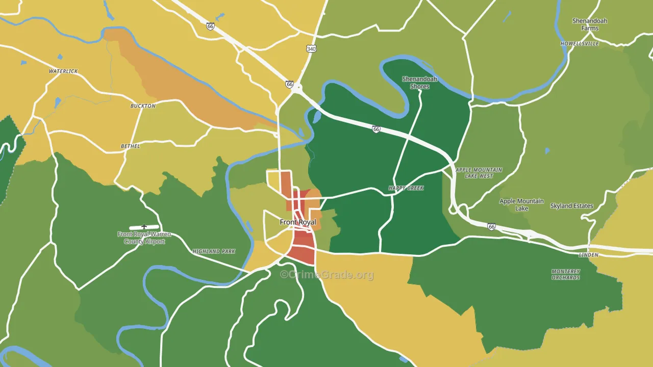Front Royal, VA Map of Theft Rates