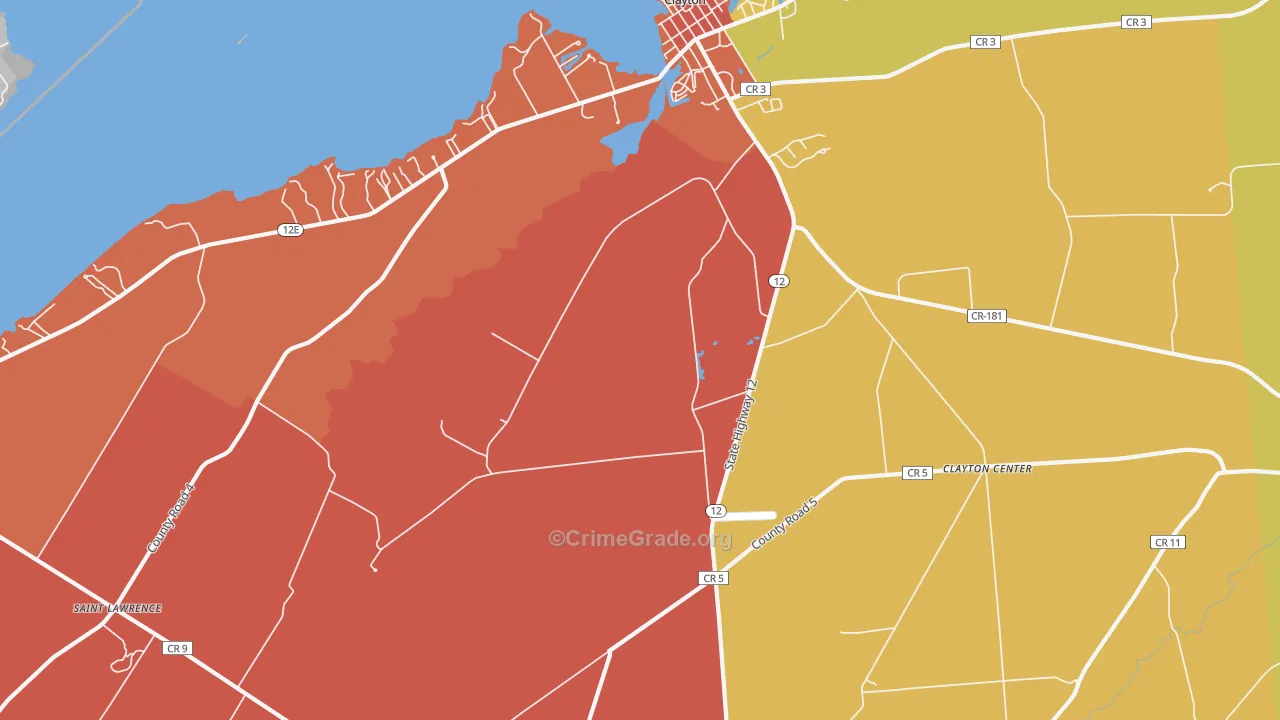 Frontenac, NY Map of Theft Rates