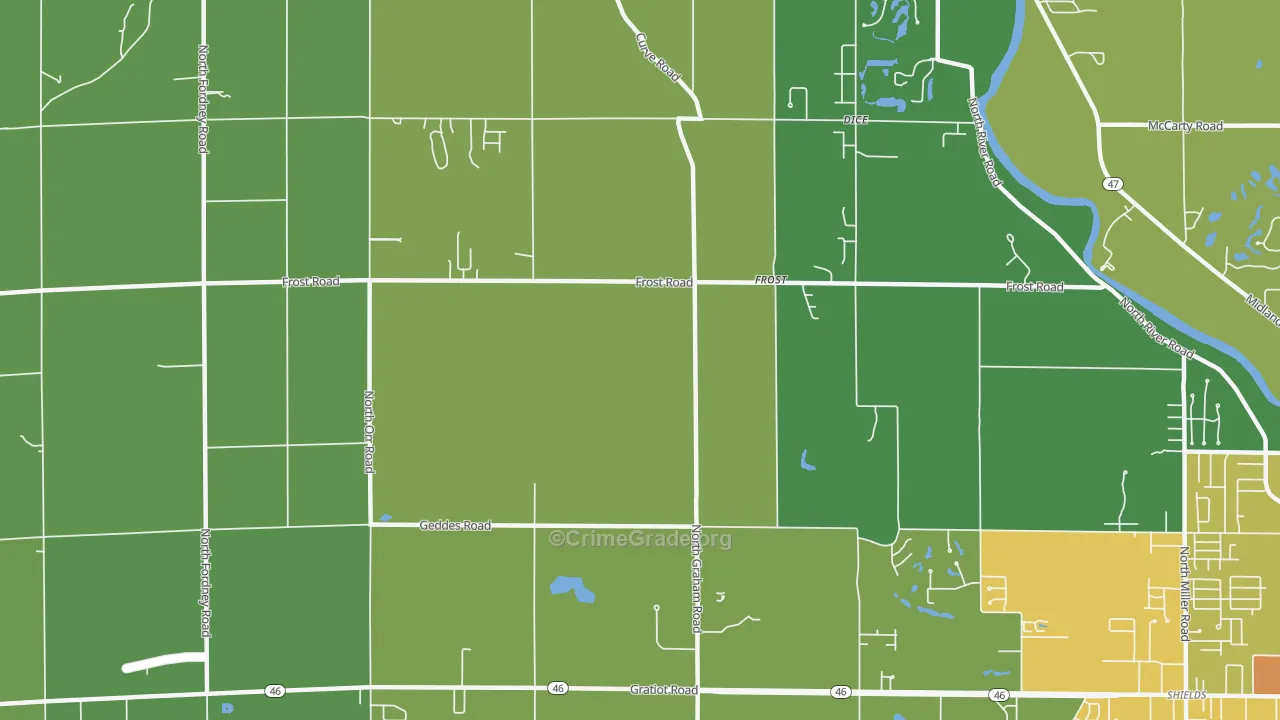 Frost, MI Map of Theft Rates