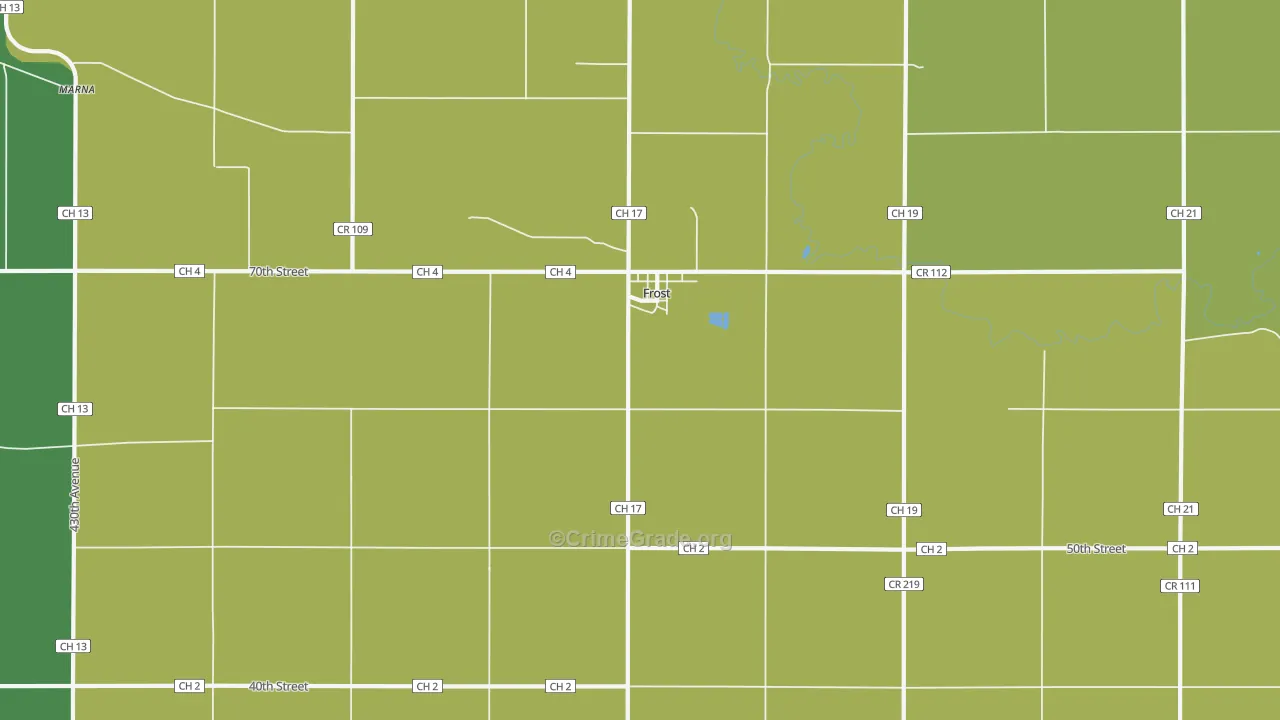 Frost, MN Map of Theft Rates