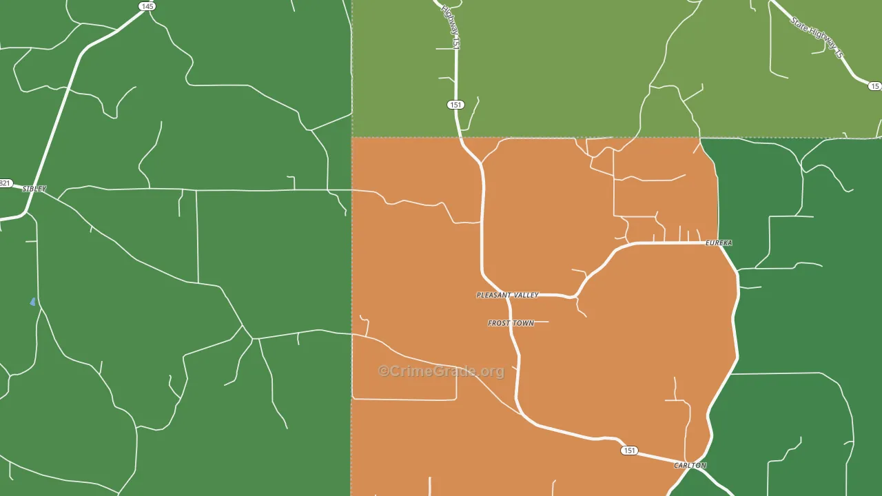 Frost Town, LA Map of Theft Rates