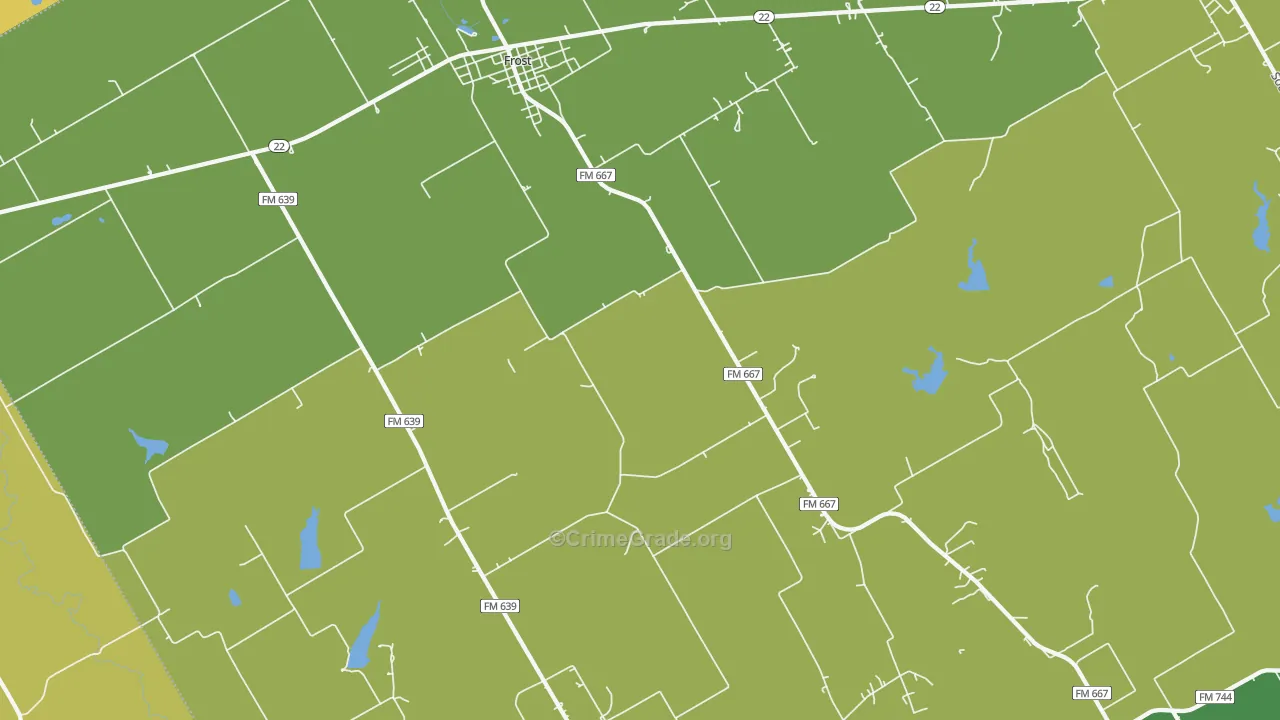 Frost, TX Map of Theft Rates