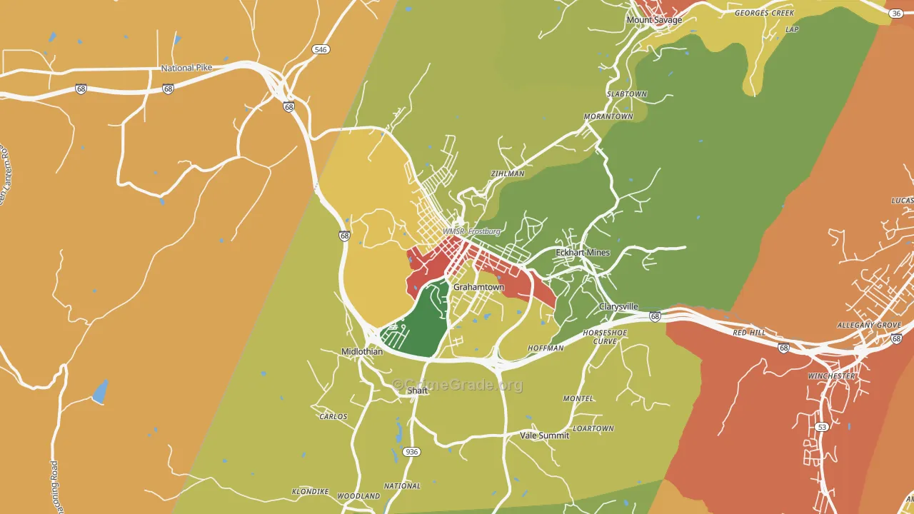 Frostburg, MD Map of Theft Rates