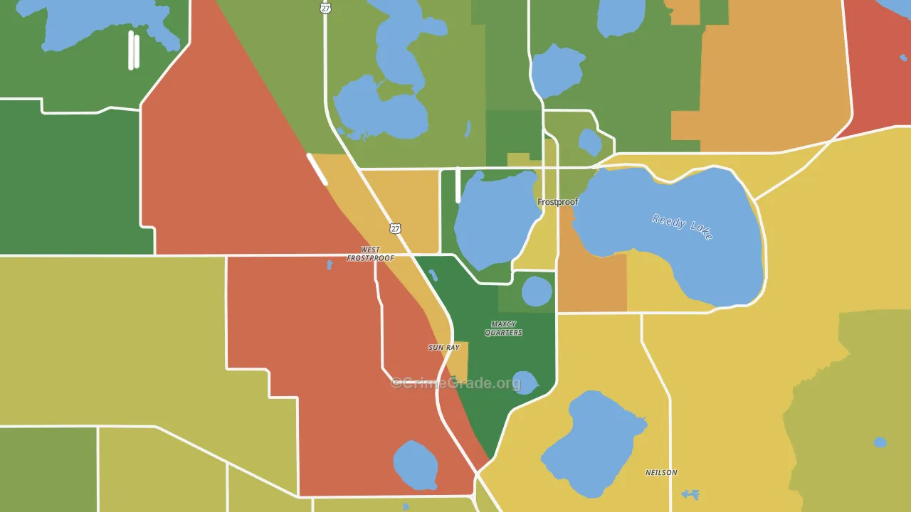 Frostproof, FL Map of Theft Rates