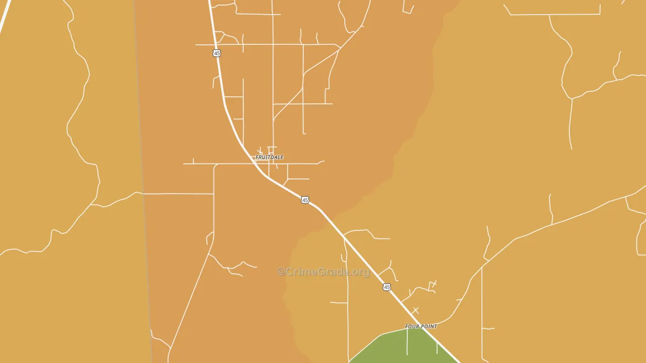 Fruitdale, AL Map of Theft Rates
