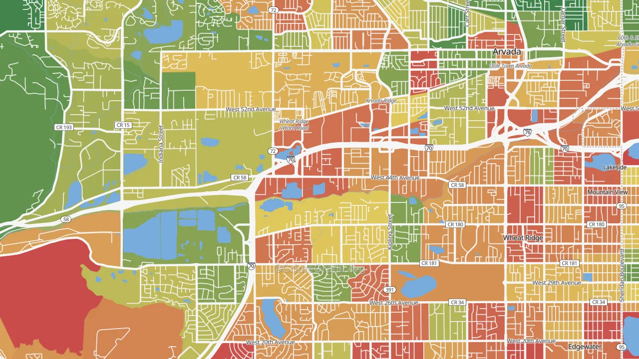 Fruitdale, Wheat Ridge, CO Map of Theft Rates