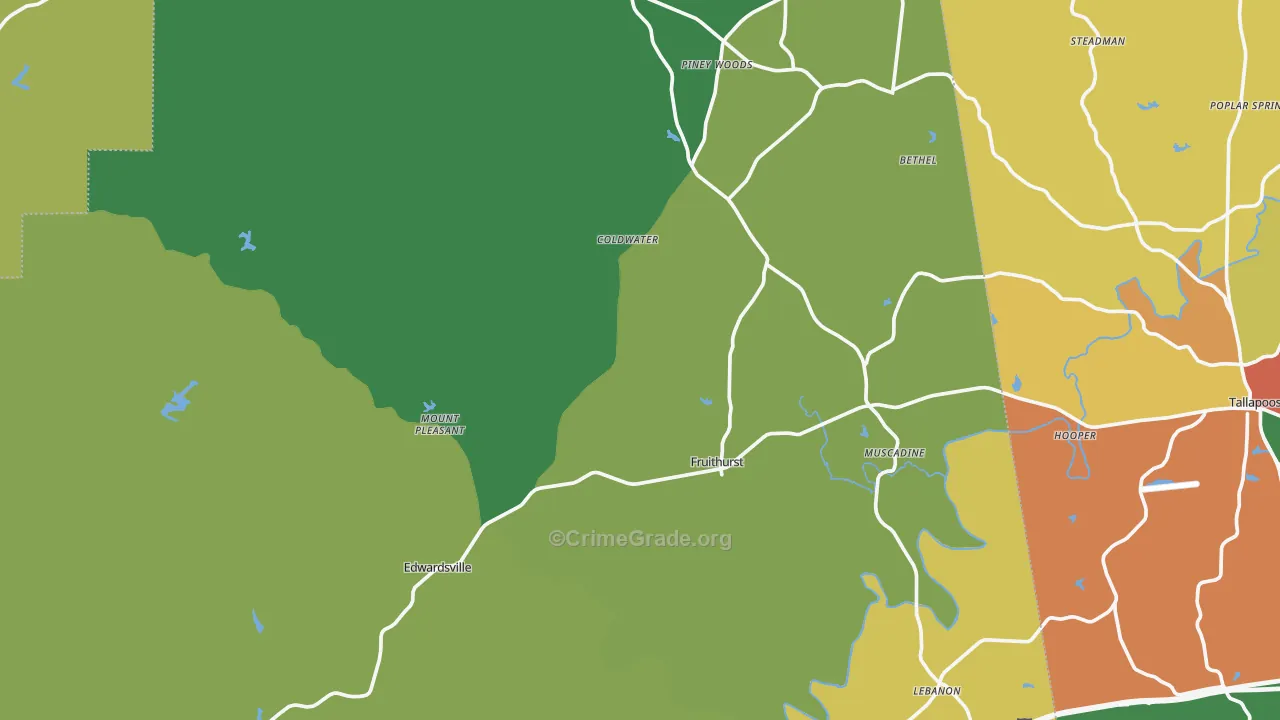 Fruithurst, AL Map of Theft Rates