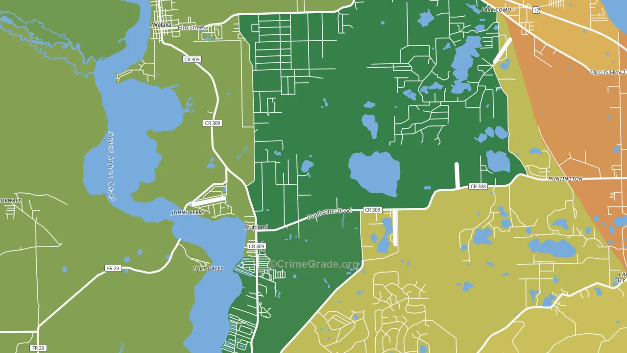 Fruitland, FL Map of Theft Rates