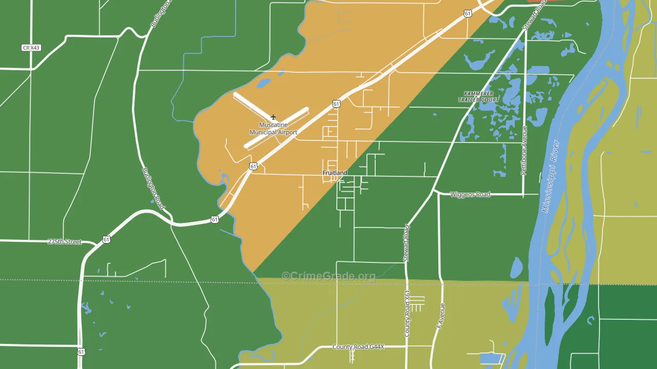 Fruitland, IA Map of Theft Rates
