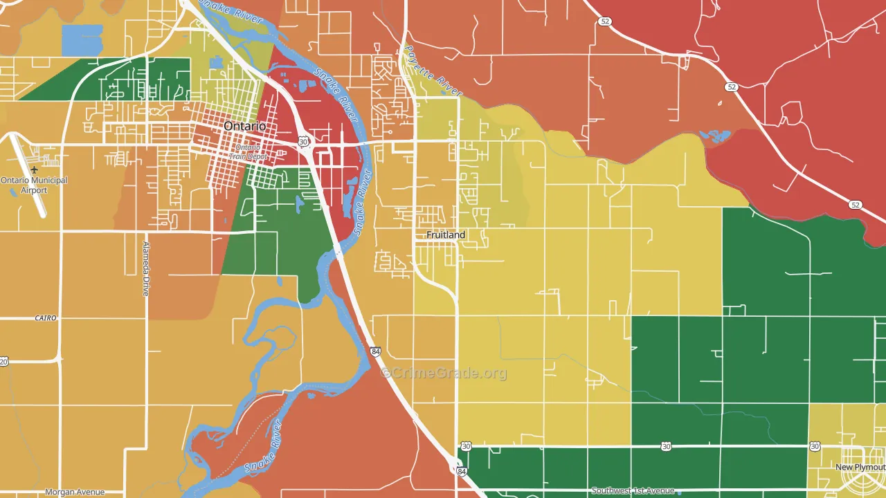 Fruitland, ID Map of Theft Rates