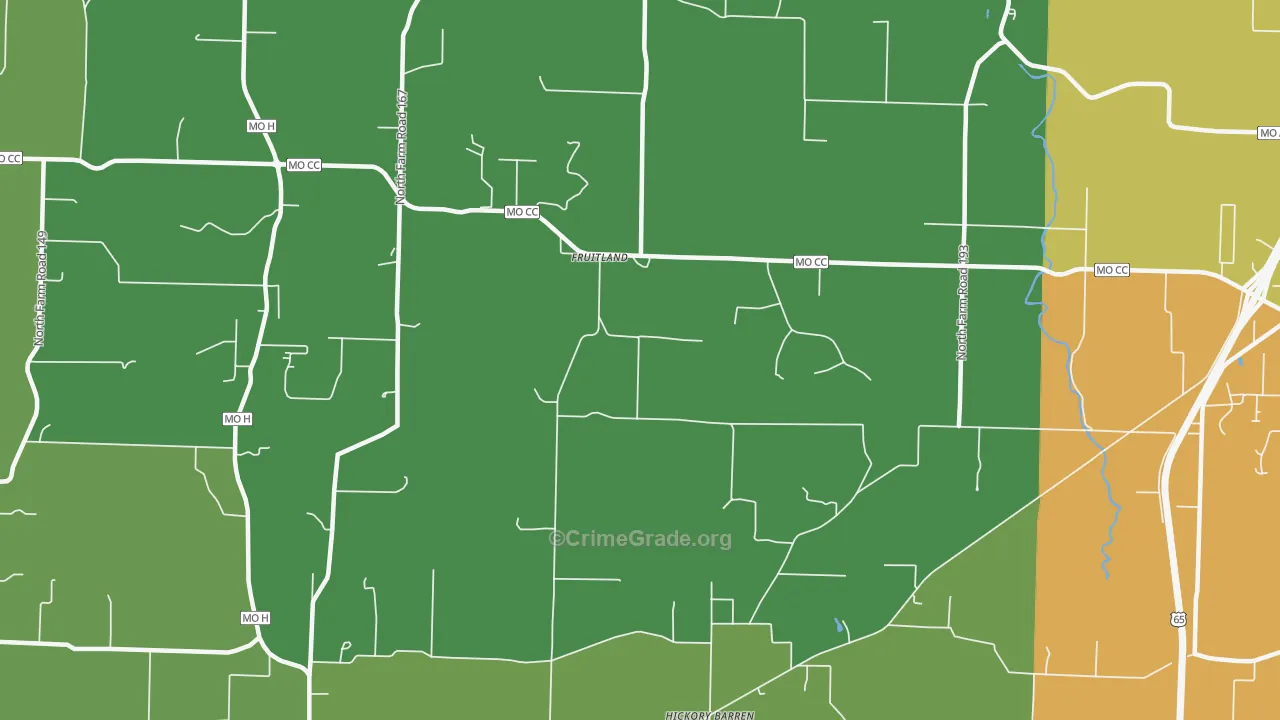 Fruitland, MO Map of Theft Rates