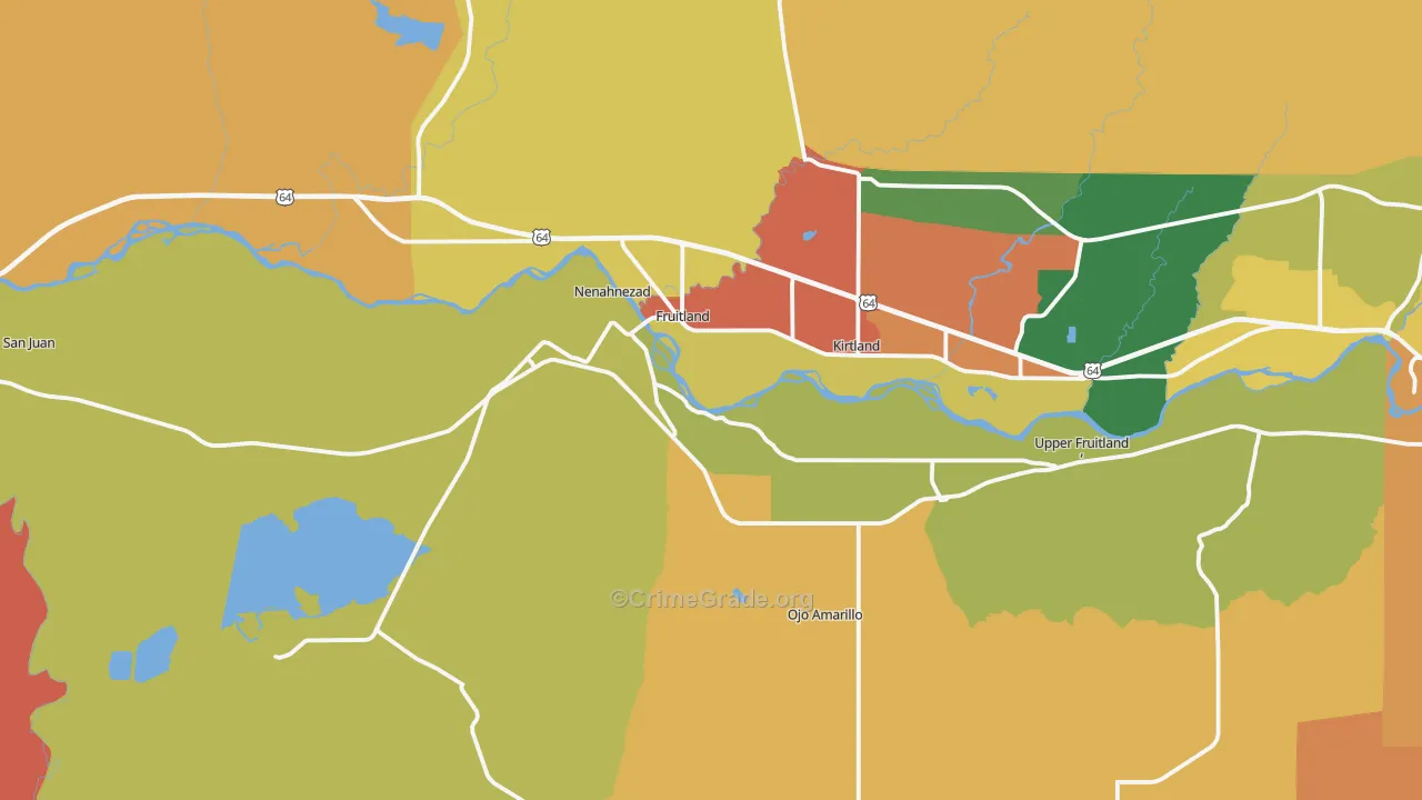 Fruitland, NM Map of Theft Rates