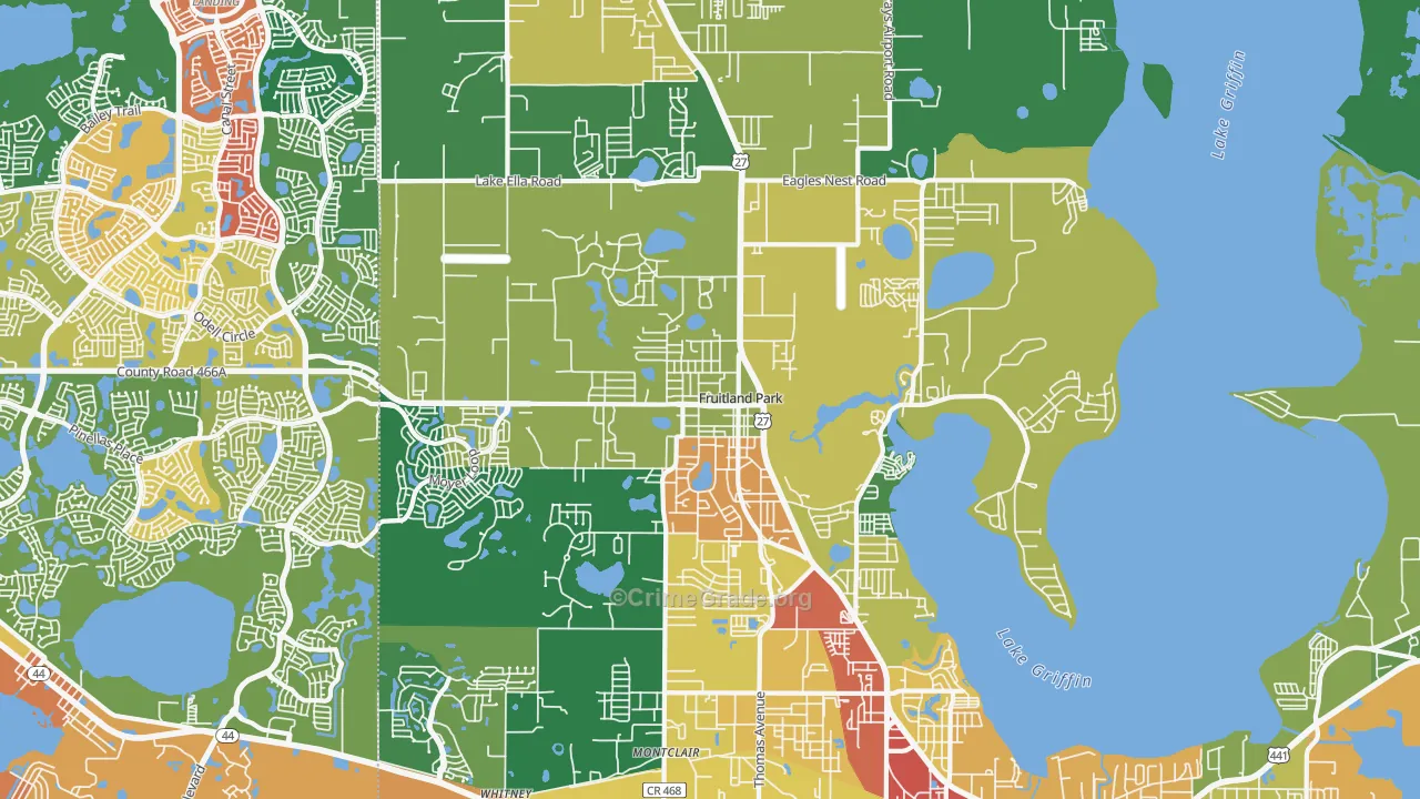 Fruitland Park, FL Map of Theft Rates