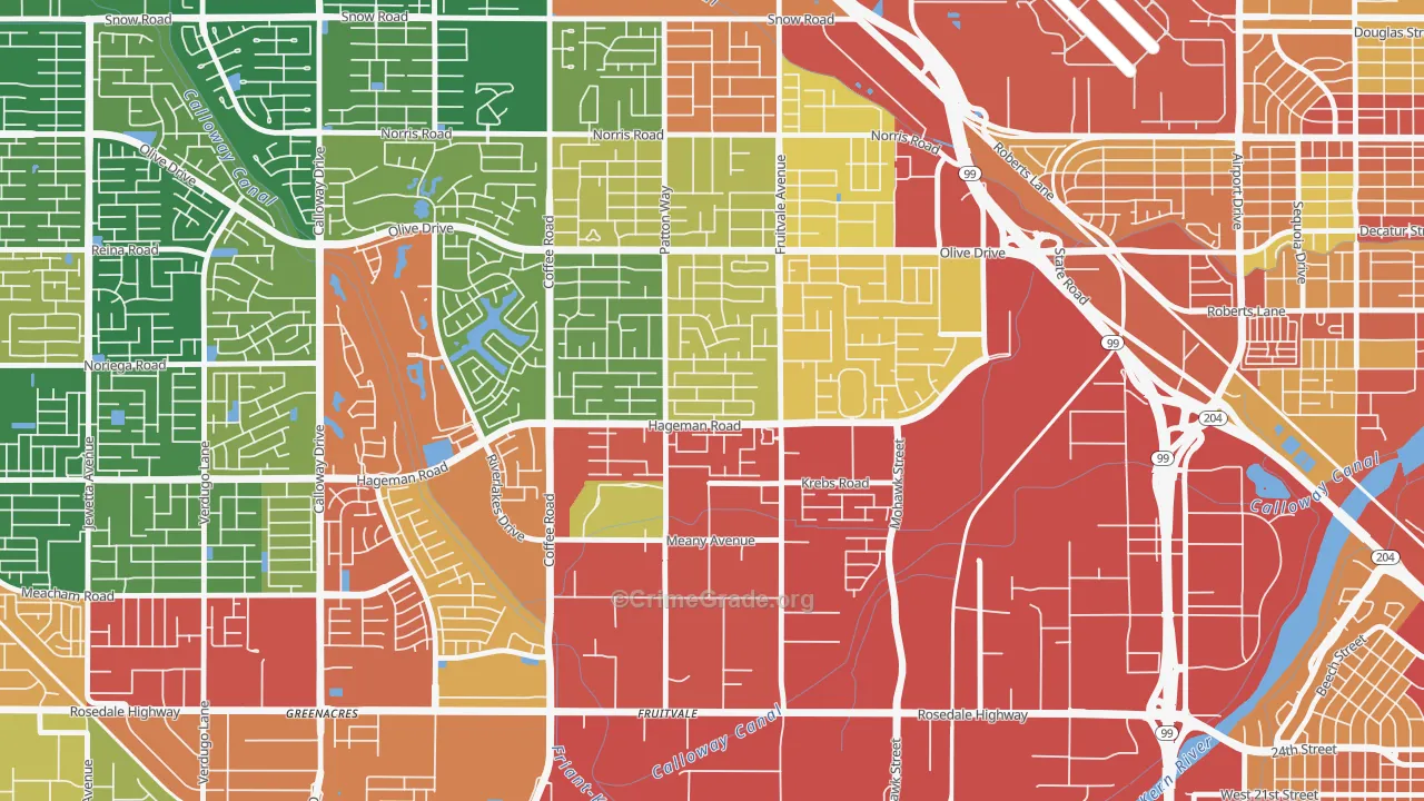 Fruitvale, Bakersfield, CA Map of Theft Rates