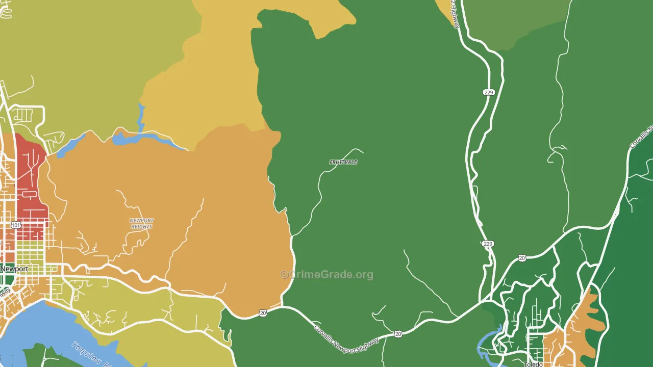 Fruitvale, OR Map of Theft Rates