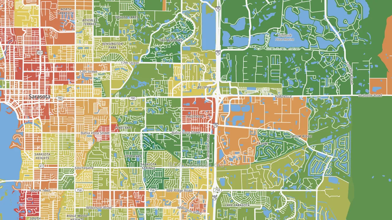 Fruitville, FL Map of Theft Rates