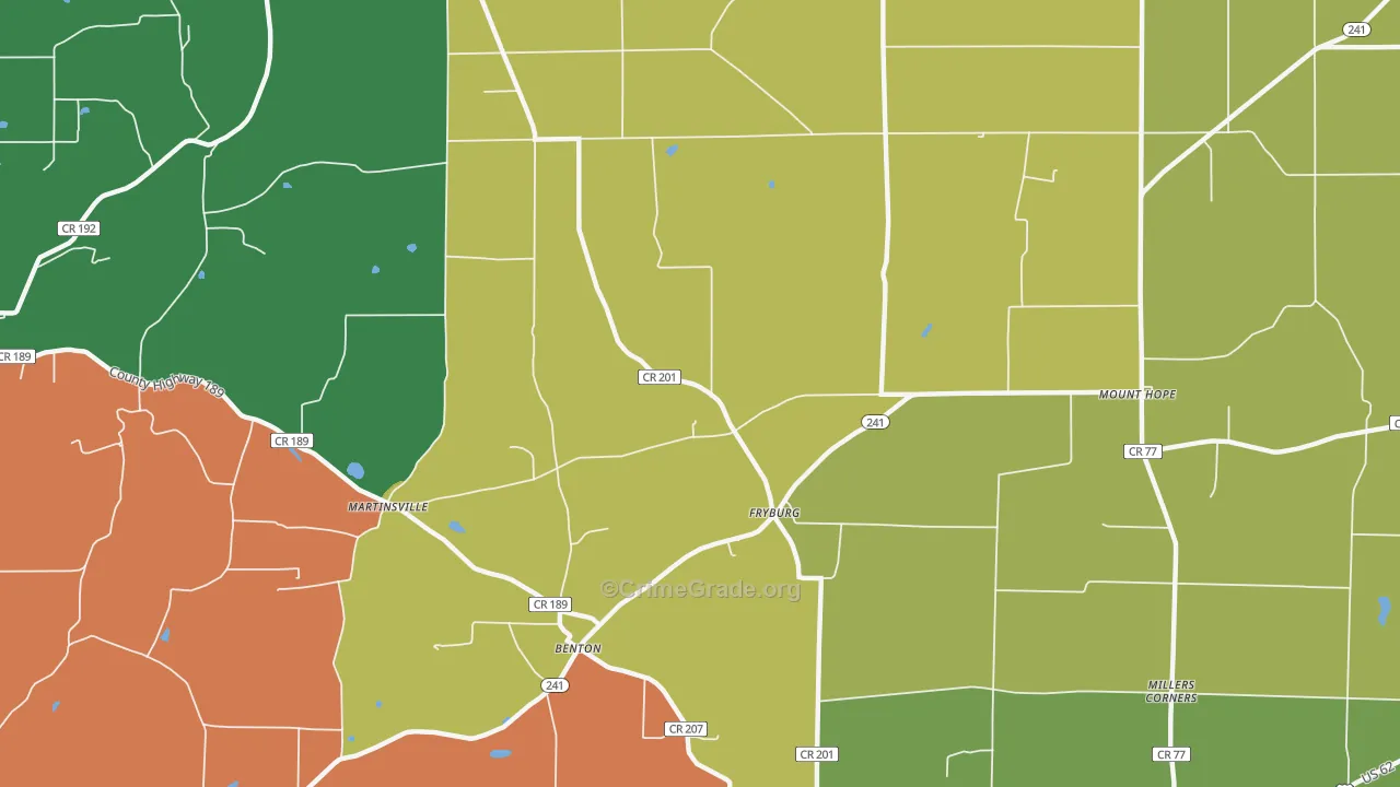 Fryburg, OH Map of Theft Rates